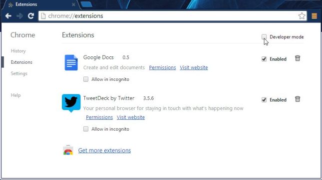 Developer Mode in Chrome Extension